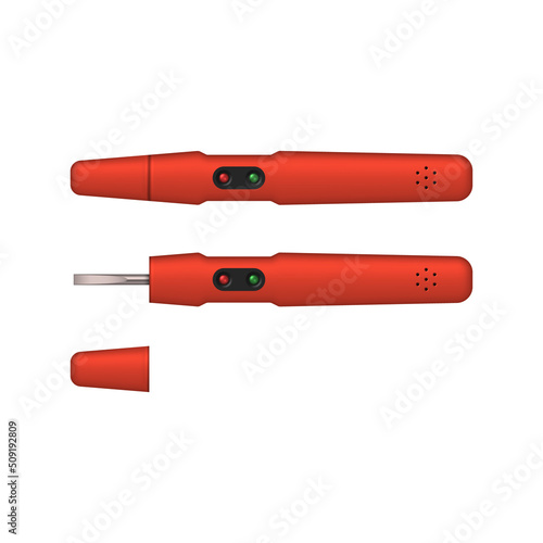 Tester of presence of electric current in the network. Vector illustration.