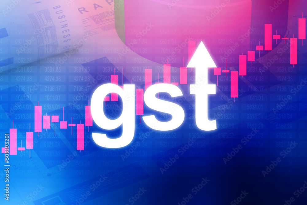 2d rendering Stock market online business concept. business Graph with GST
