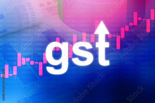 2d rendering Stock market online business concept. business Graph with GST 