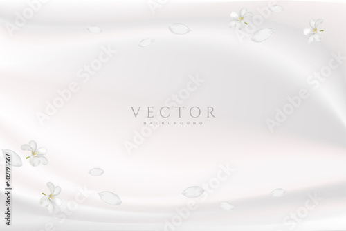 Plumeria or frangipani flower vector on white background. White flower.