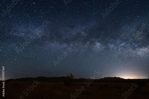 Milky Way Galaxy Arc over Sonoita Arizona grasslands.