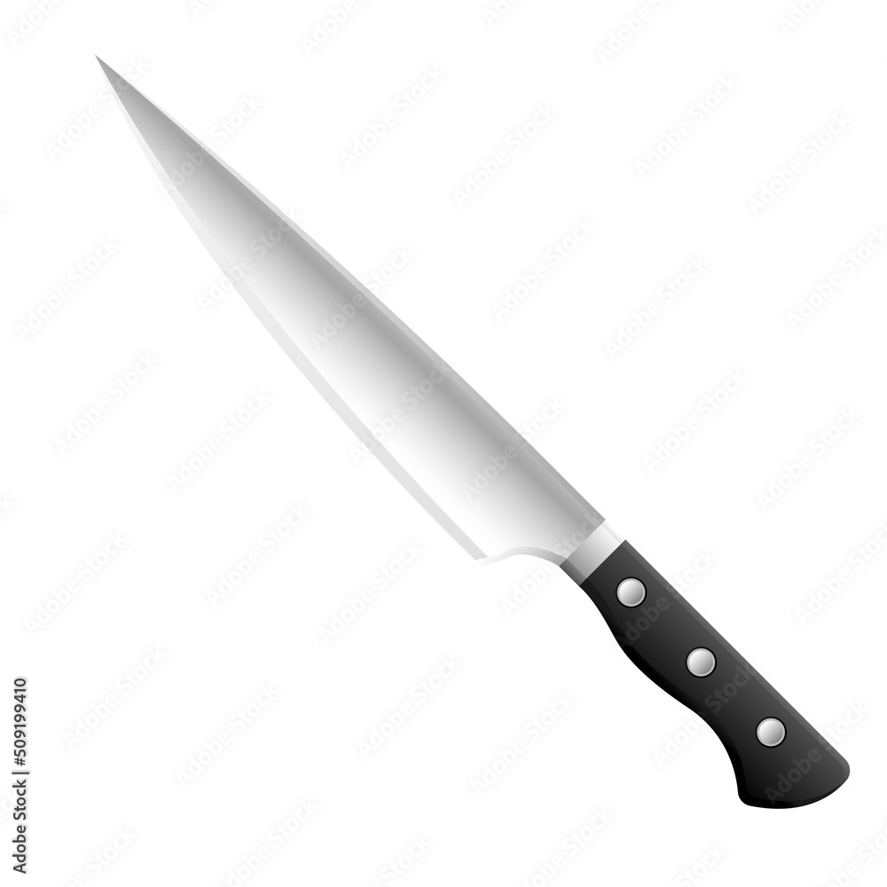 Cartoon kitchenware cultery butcher knife gray gradient color Cartoon kitchenware cultery butcher knife gray gradient color