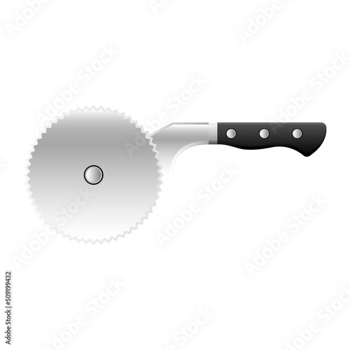 Cartoon kitchenware cultery pizza cutter gray gradient color