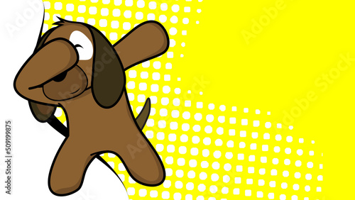 dab pose puppy cartoon background in vector format