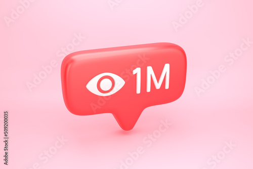 One million views social media notification with eye icon photo