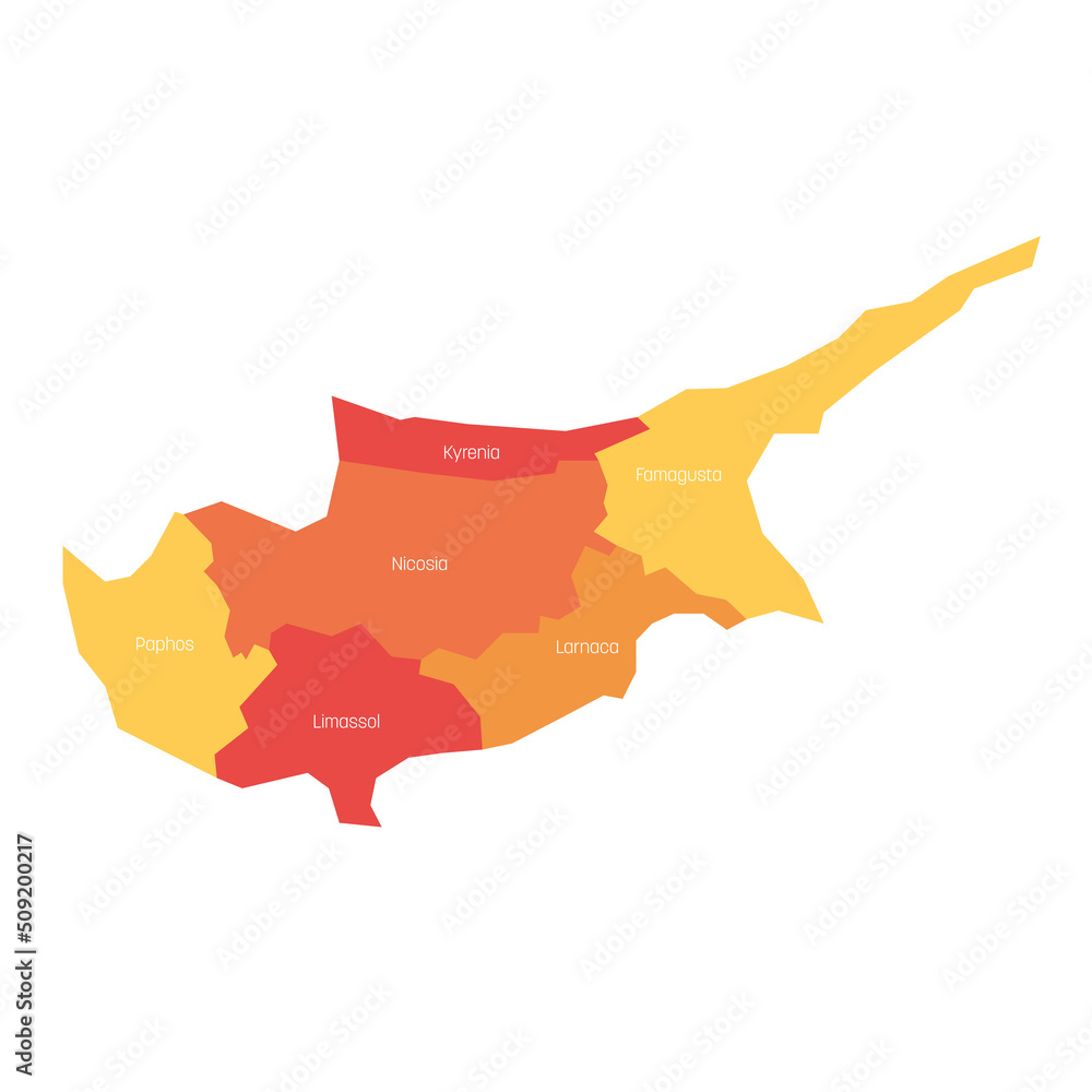 Cyprus - administrative map of districts Stock Vector | Adobe Stock