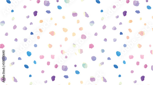 水彩ドット　カラフルでポップなパターン背景　水滴　虹色　装飾イラスト