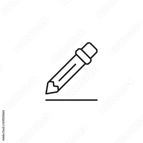Contact us concept. Signs and symbols of interface. Editable strokes. Suitable for apps, web sites, stores, shops. Vector line icon of writing pencil as symbol of education