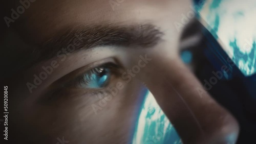 eyes look through astronaut helmet