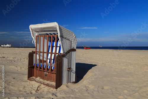 Beach chair on the beach of the Baltic Sea 