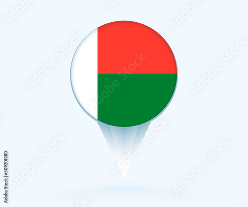 Free Download Map pointer with flag of Madagascar. - GFXLoad
