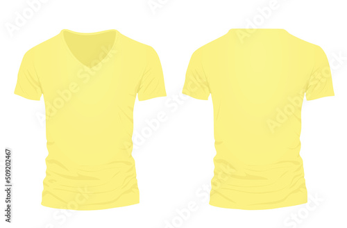 Yellow v neck t shirt. vector illustration
