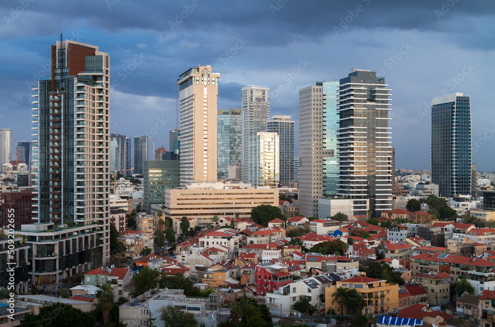 Obraz premium Tel Aviv modern buildings, Neve Tzedek district