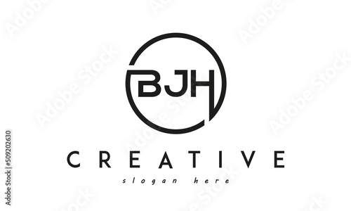 initial BJH three letter logo circle black design