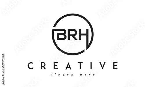 initial BRH three letter logo circle black design