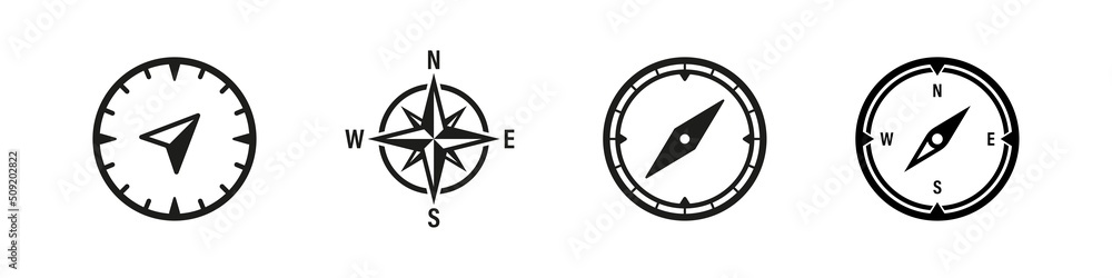 Compass vector sign. North west south east wind rose. Map direction