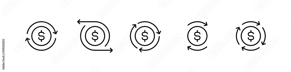 Cashflow icon set. Isolated cash flow illustration. Money transaction vector sign. Cashflow line transfer logo - obrazy, fototapety, plakaty 