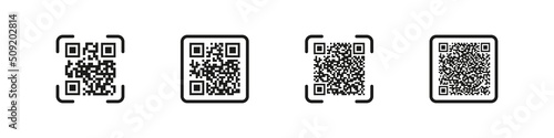 Qr code. Scan me vector sign. Qrcode symbol. Black square qr code icon.