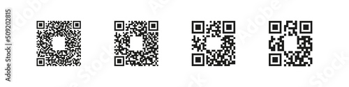 Qr code. Scan me vector sign. Qrcode symbol. Black square qr code icon.