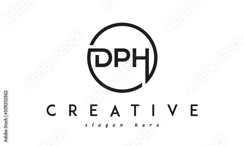 initial DPH three letter logo circle black design photo