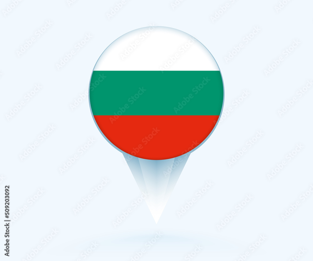 Map pointer with flag of Bulgaria. Map pointer with flag of Bulgaria.