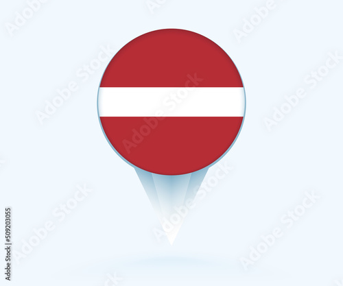 Free Download Map pointer with flag of Latvia. - GFXLoad