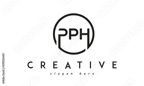 initial PPH three letter logo circle black design