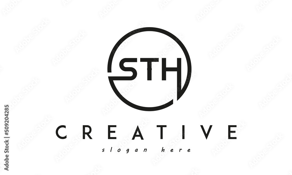 initial STH three letter logo circle black design initial STH three letter logo circle black design