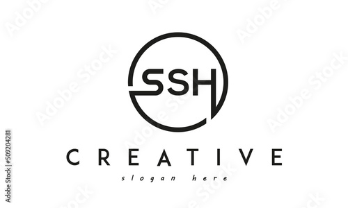 initial SSH three letter logo circle black design