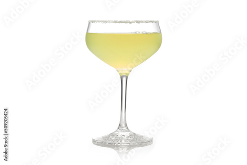 Glass of Margarita cocktail isolated on white background