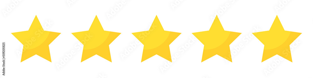 Star icon. Customer feedback concept. Vector 5 stars rating review. Quality shape design. Vector yellow isolated five stars. Star icon. Customer feedback concept. Vector 5 stars rating review. Quality shape design. Vector yellow isolated five stars.