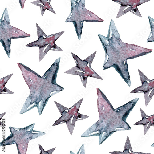 Watercolor stars seamless pattern for fabric, print, textile design, scrapbook paper, wrapping paper, wallpaper