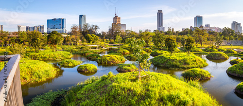 Photography Benjakitti Park or Benchakitti forest park new design walkway in central Bangkok