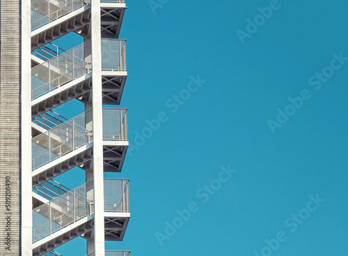 Stairway to the sky. Close up of fire stairs in a modern building.