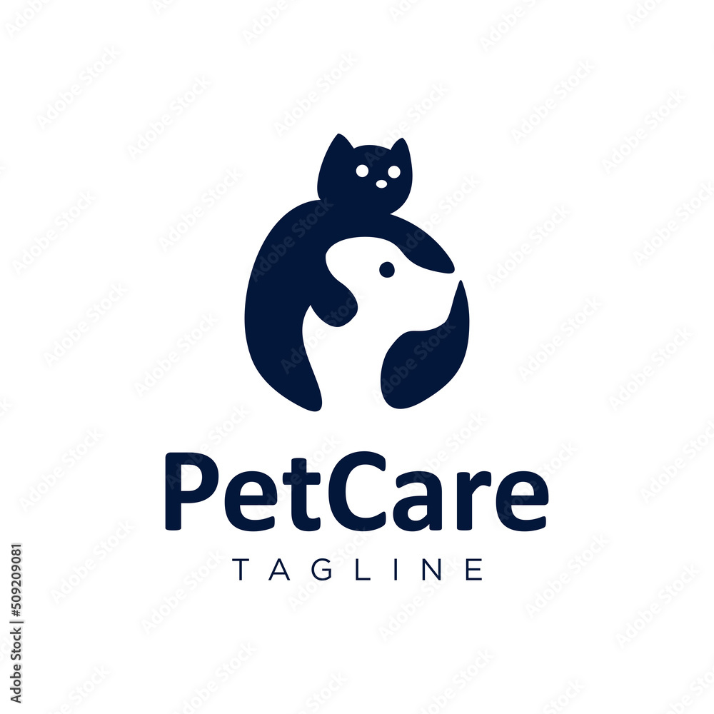 Obraz premium Dog and Cat Logo Design for Pet Shop Stock Vector silhouette