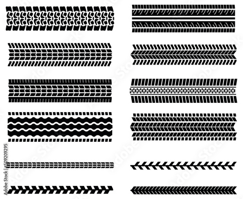 Tire Tread Repeatable Tracks Clipart Set - Thick and Thin