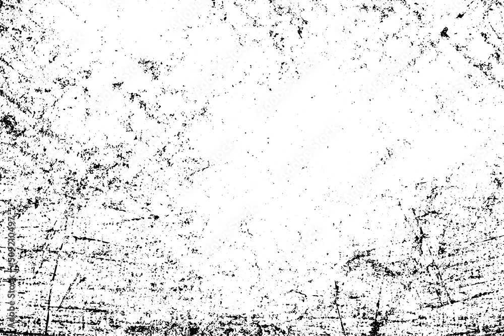 Grunge black and white vector texture. Monochrome dirty background. Abstract worn surface