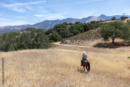 Cowboy Riding in Beautiful Santa Barbara Landscapes