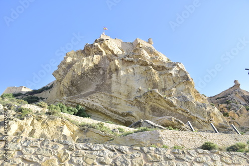 Alicante, Spain - 10 november 2019: Neighbourhood of Santa Barbara Castle