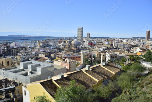 Alicante, Spain - 10 november 2019: Panoramic view of Alicante from Santa Barbara Castle