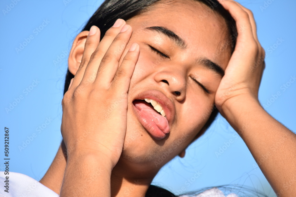 Sick Stressed Or Disoriented Asian Female Teenager Isolated Sick Stressed Or Disoriented Asian Female Teenager Isolated