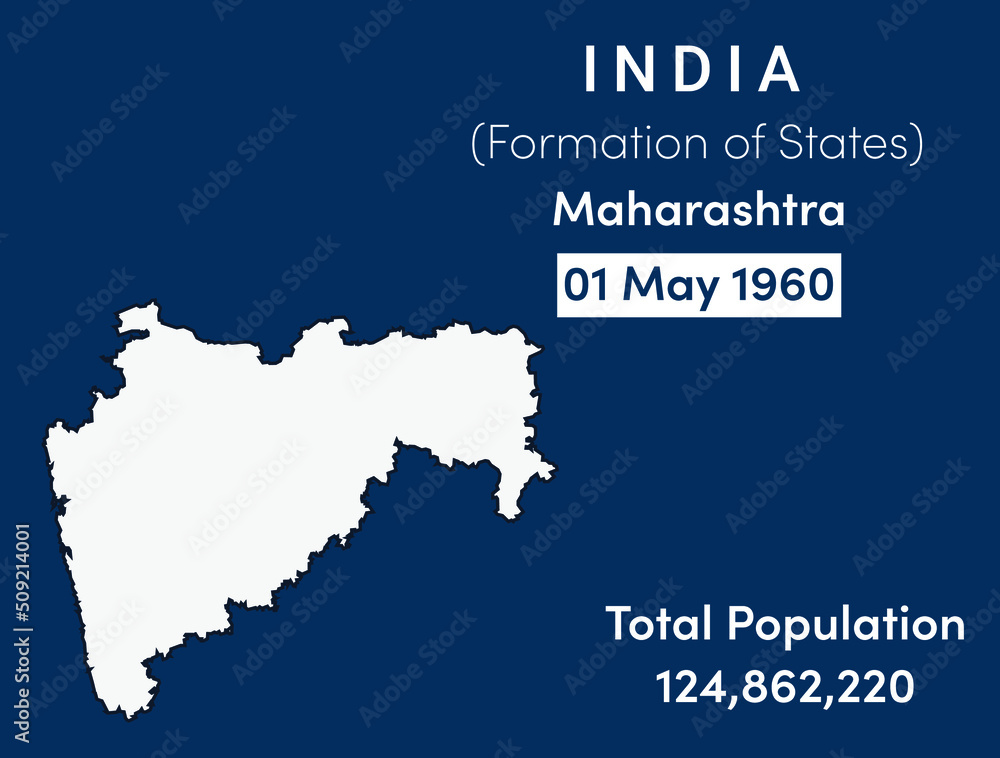 maharashtra state location, formation and population in India Stock