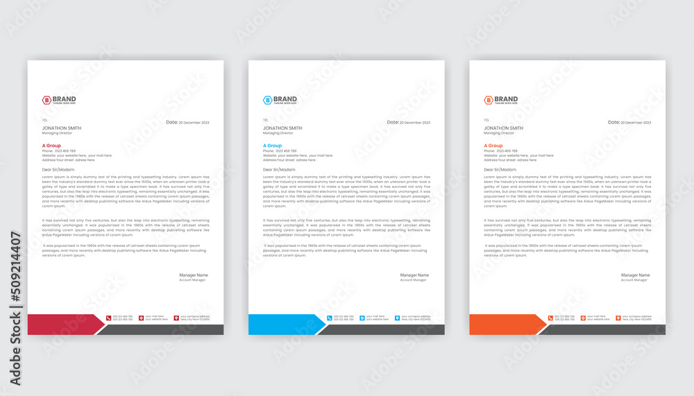 Professional business letterhead design template.  Multipurpose business newsletter design