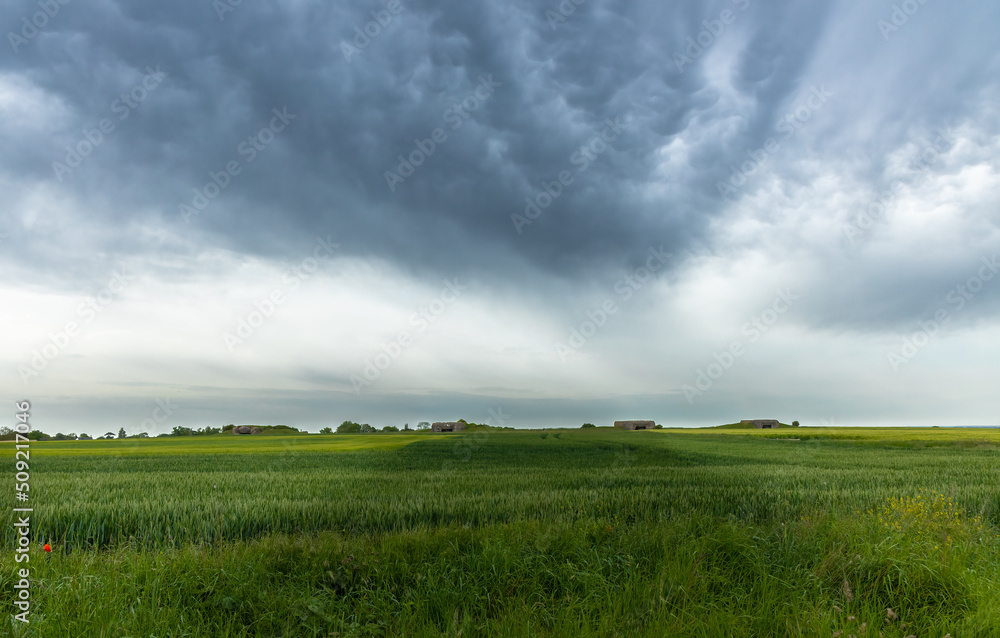 France, normandy landscapes, Beautiful Normandy's coastline on a cloudy day.
