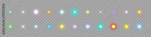 Sparkle star light. Vector magic shine glowing sparkles with glowing effect on transparent background