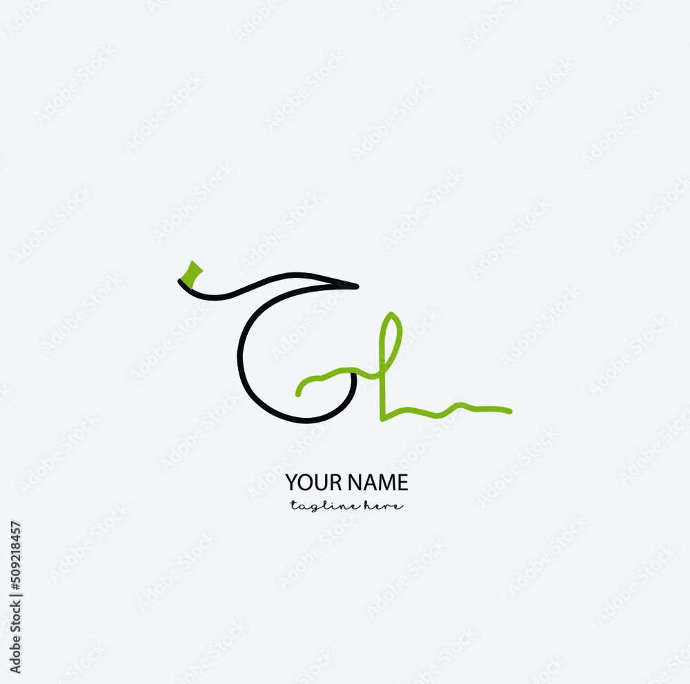Obraz premium GL Initial Letter handwriting logo hand drawn template vector