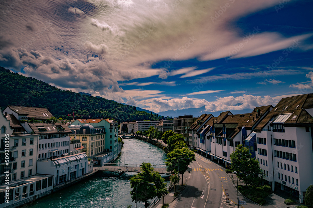 panorama of the city in Thun Switzerland