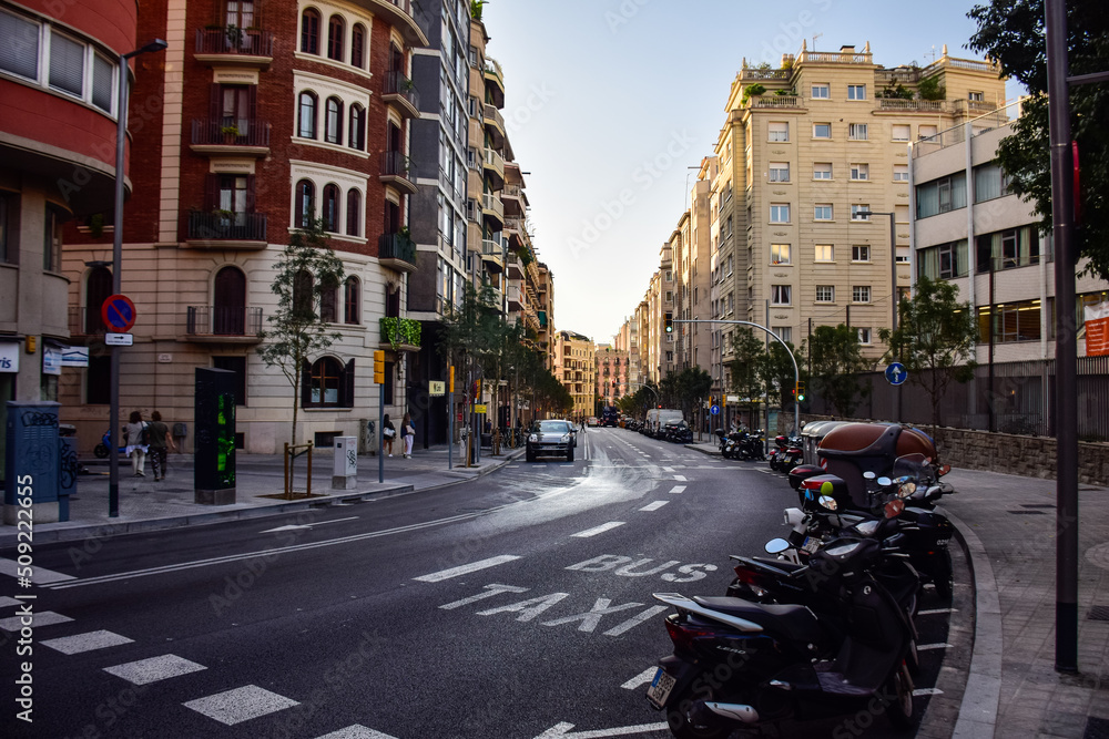 Barcelona, Spain - October 3, 2019: Broad Street in Barcelona