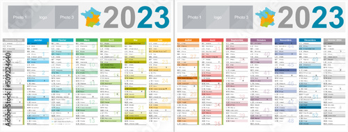 Calendrier 2023 14 mois au format 320 x 420 mm  avec vacances 2023 recto verso