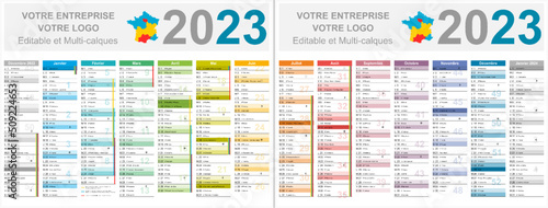 Calendrier 2023 14 mois au format 320 x 420 mm  avec vacances 2023 recto verso